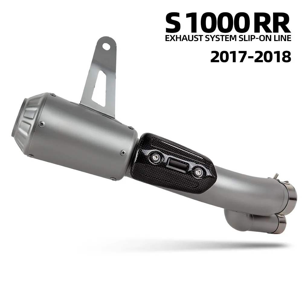 Motorcycle Exhaust Modify For BMW S1000RR 2017 2018 Stainless Escape Racing Slip on Line Muffler with Carbon Anti-scald cover