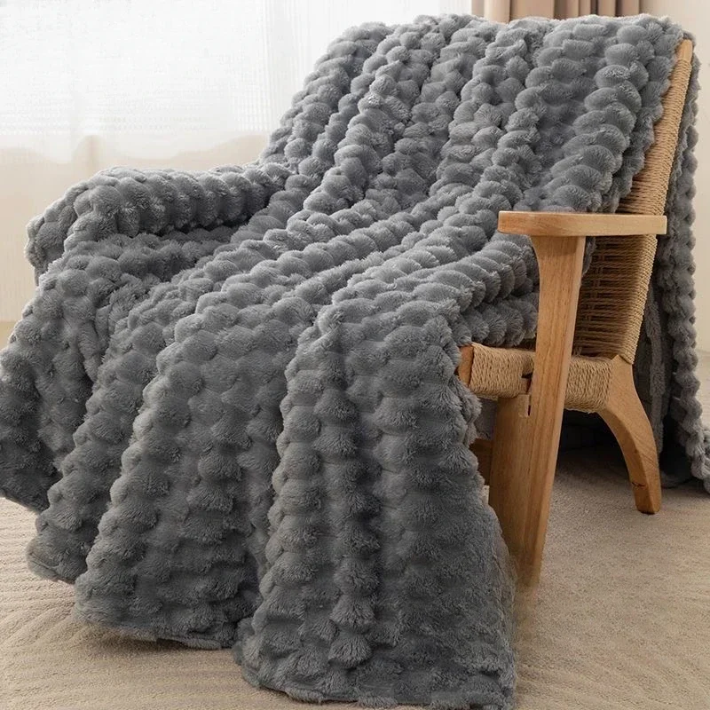 Faux Fur Shaggy Throw Blanket Bed Reversible Throw Blanket Warm Winter Luxury Plaid Sofa Cover Pillowcase Gift