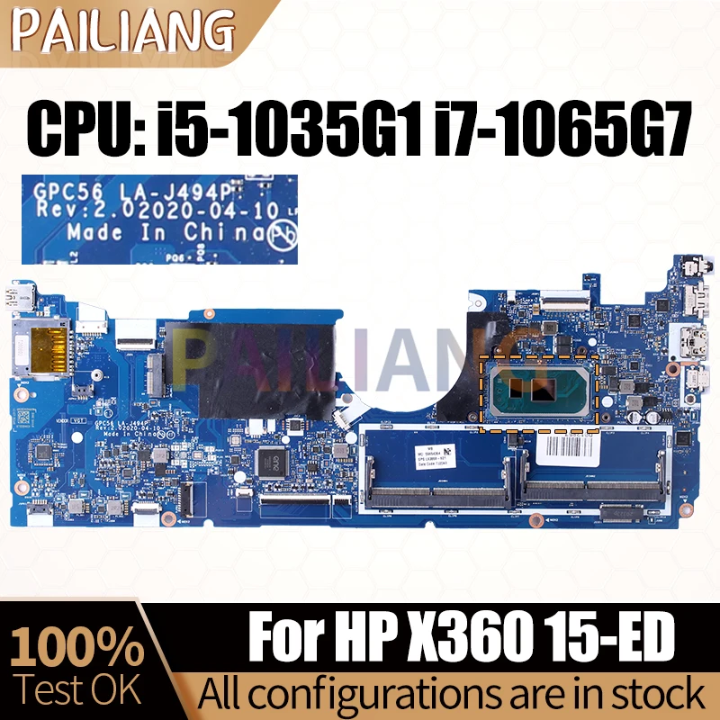 

For HP X360 15-ED Notebook Mainboard Laptop LA-J494P L93870-601 L93868-601 i5-1035G1 i7-1065G7 Motherboard Full Tested