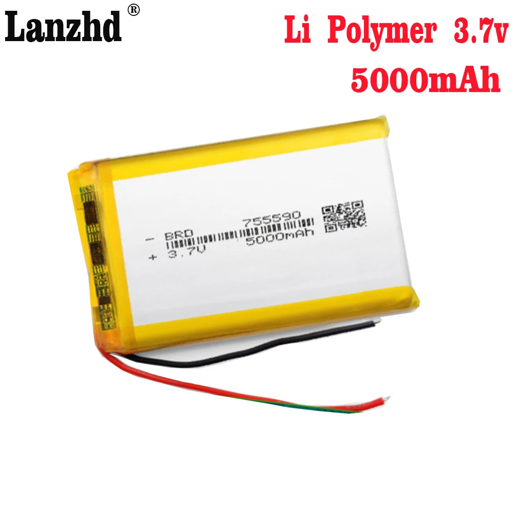 1-10pcs 3.7V 5000mAh Lithium Polymer LiPo Battery cells For Mp3 Power bank PSP mobile phone PAD protable tablet PC 755590