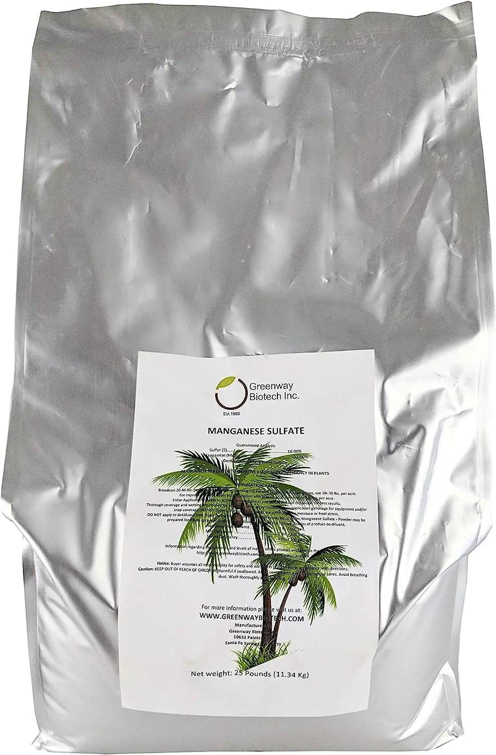 Manganese Sulfate Monohydrate Fertilizer- 100% Water Soluble Contains 31% Manganese Ideal for Hydroponics