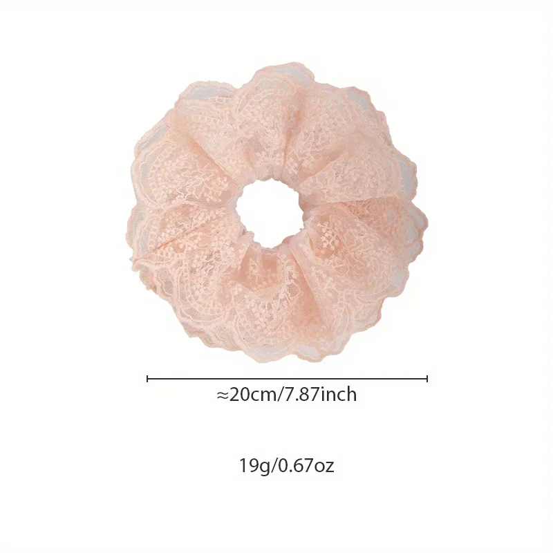 Super Ethereal Embroidered Lace Fabric Multi-Layer Bow Hairband with Sweet and Versatile Bun-Style Mesh Hair Tie