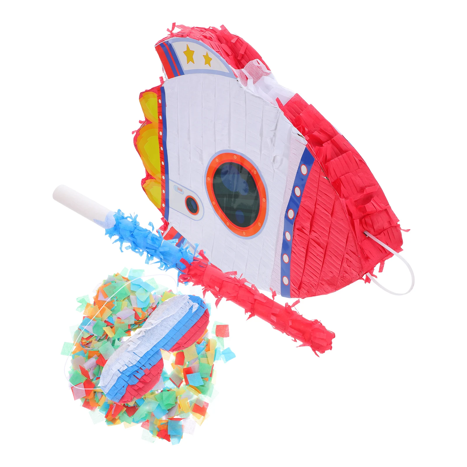 

Rocket Pinata Birthday Party Decoration Includes Blindfold Stick Fillable Confetti Space Theme Shower Supplies