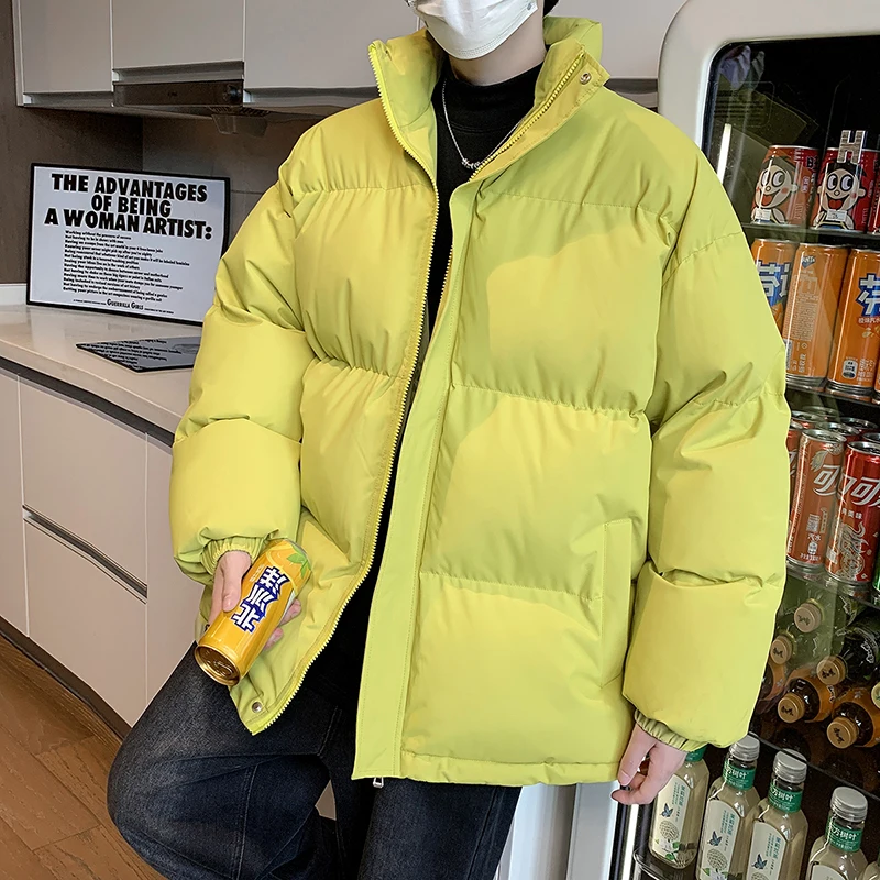 

Сплошной цвет, мужские теплые куртки с воротником-стойкой и хлопковой подкладкой, осень-зима 2025, верхняя одежда, ветрозащитные пуховые пальто, утепленные топы, одежда