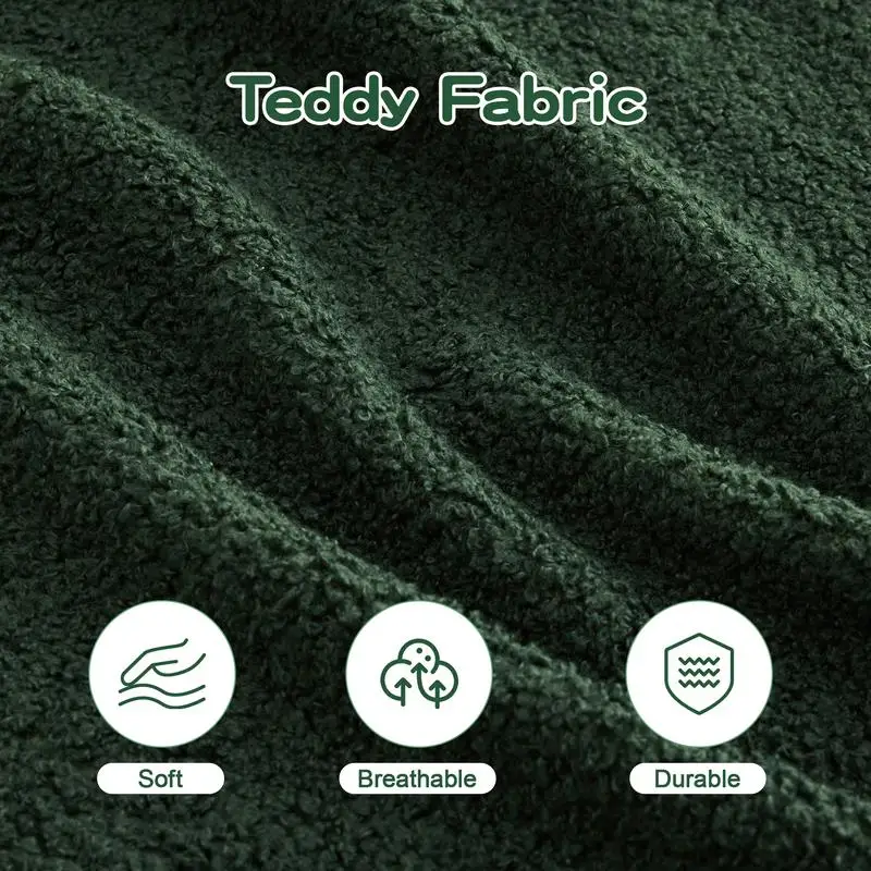 أريكة على شكل حرف L مكونة من 4 مقاعد، قماش تيدي، لا تتطلب التجميع، مسند ذراع منحني، تصميم مضاد للانزلاق، كرسي تجميع، عالي الكثافة 32D