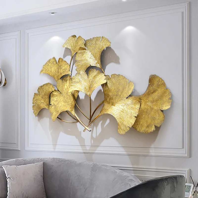 

Golden Ginkgo Leaf Iron Art Decoration Home Living Room Porch Decoration Pendant Three-dimensional Wall Decoration Wall Hanging