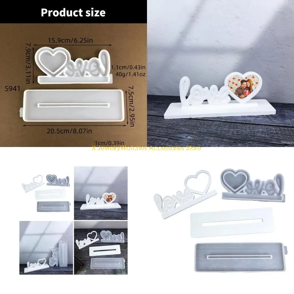 

31KD Sturdy Silicone Casting Mold For Creative Heart Photo Frames and Desktop Decors