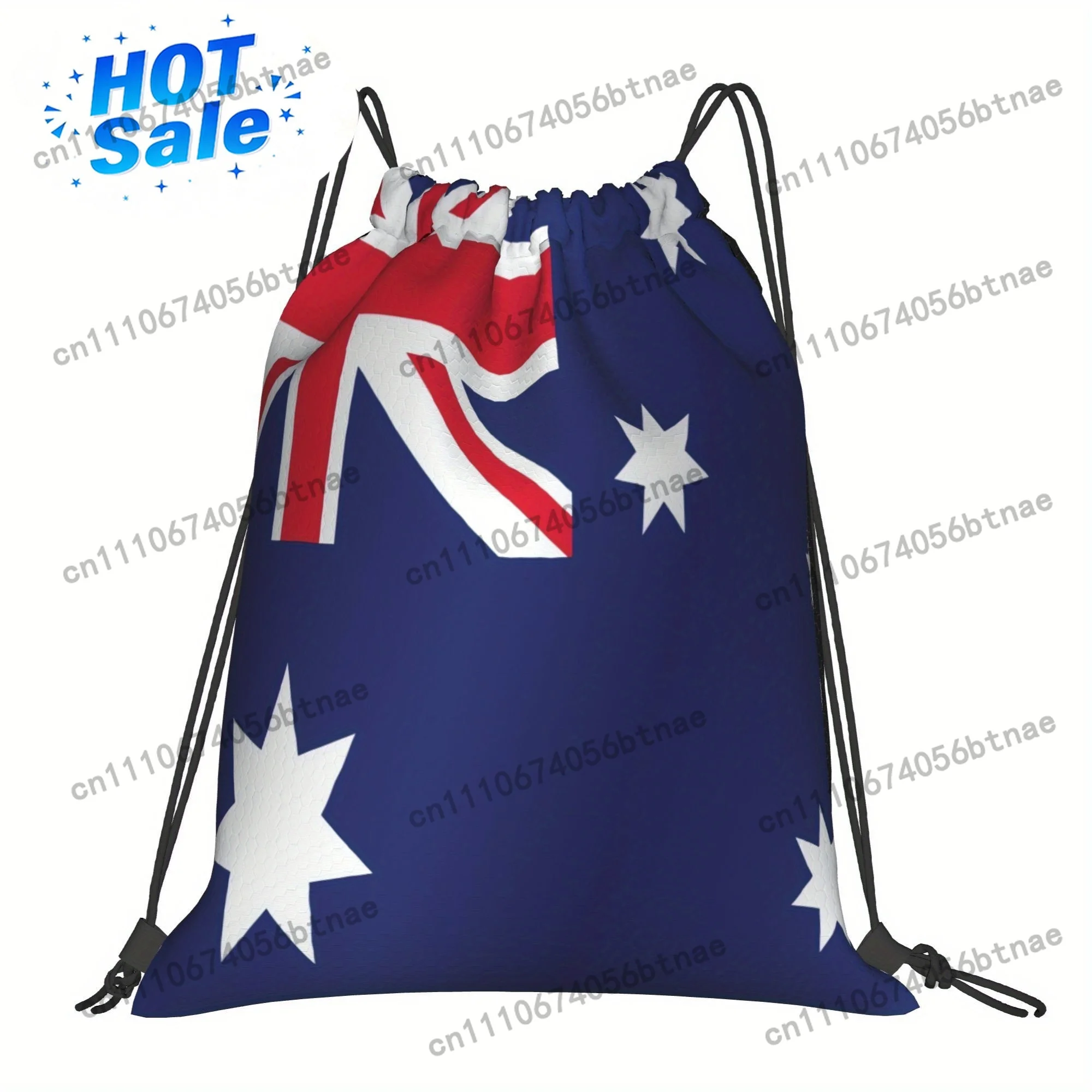 A Straightforward Drawstring Bag Featuring The Australian Flag, Perfect for Gym Footwear, Snacks, Or Quick Organization, Offerin