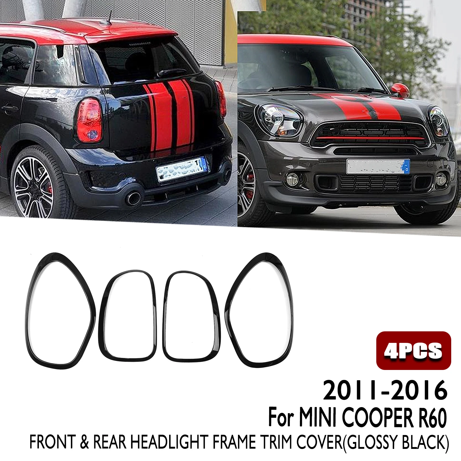 

Car Front Headlight Trim Cover & Rear Taillight Frame Trim Cover For MINI Cooper Countryman R60 2011 2012 2013 2014 2015 2016