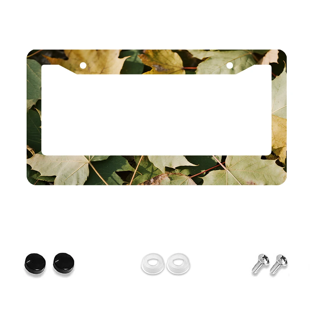 

1 шт. белая рамка номерного знака с 2 отверстиями и рисунком осенних листьев, алюминиевый материал, 6x12 дюймов, комплект винтов, ретро Nove