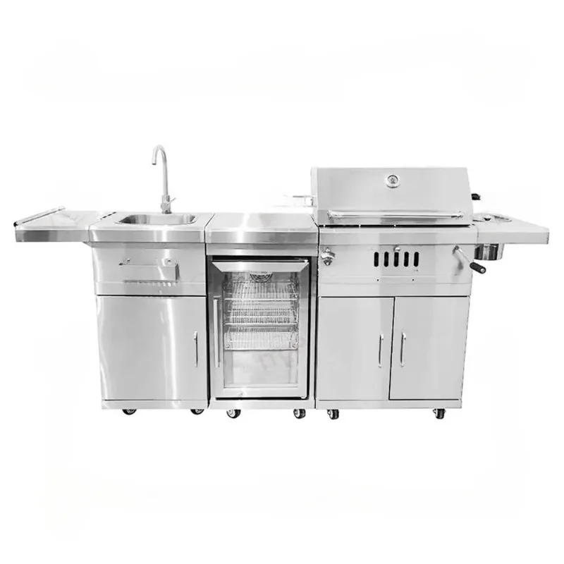 Outdoor Charcoal Bbq Grill with Chiller and Sink Stainless Steel 304 Barbecue Grill Bbq Stove Outdoor Stainless Steel Bbq Grill