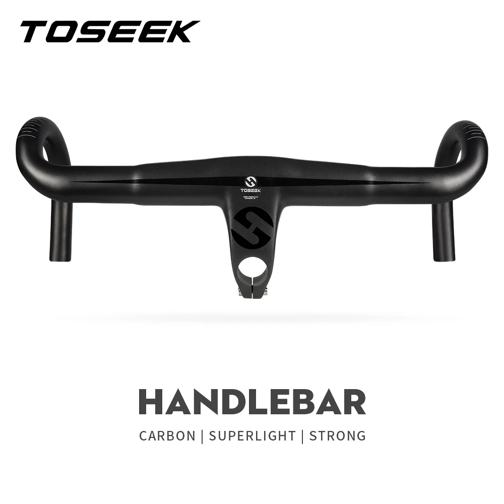 

TOSEEK Bicycle Handlebar Road Carbon Handlebar 28.6mm Bicycle Handlebar With Stem 400/420/440mm Matt Black