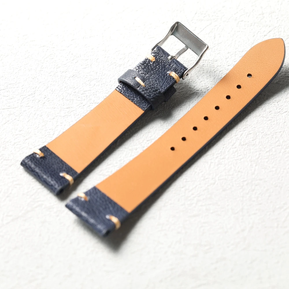 Handmade High-end Blue Sheepskin Strap, 18 19 20 21 22MM French Sheepskin Genuine Leather Soft and Ultra-thin Bracelet
