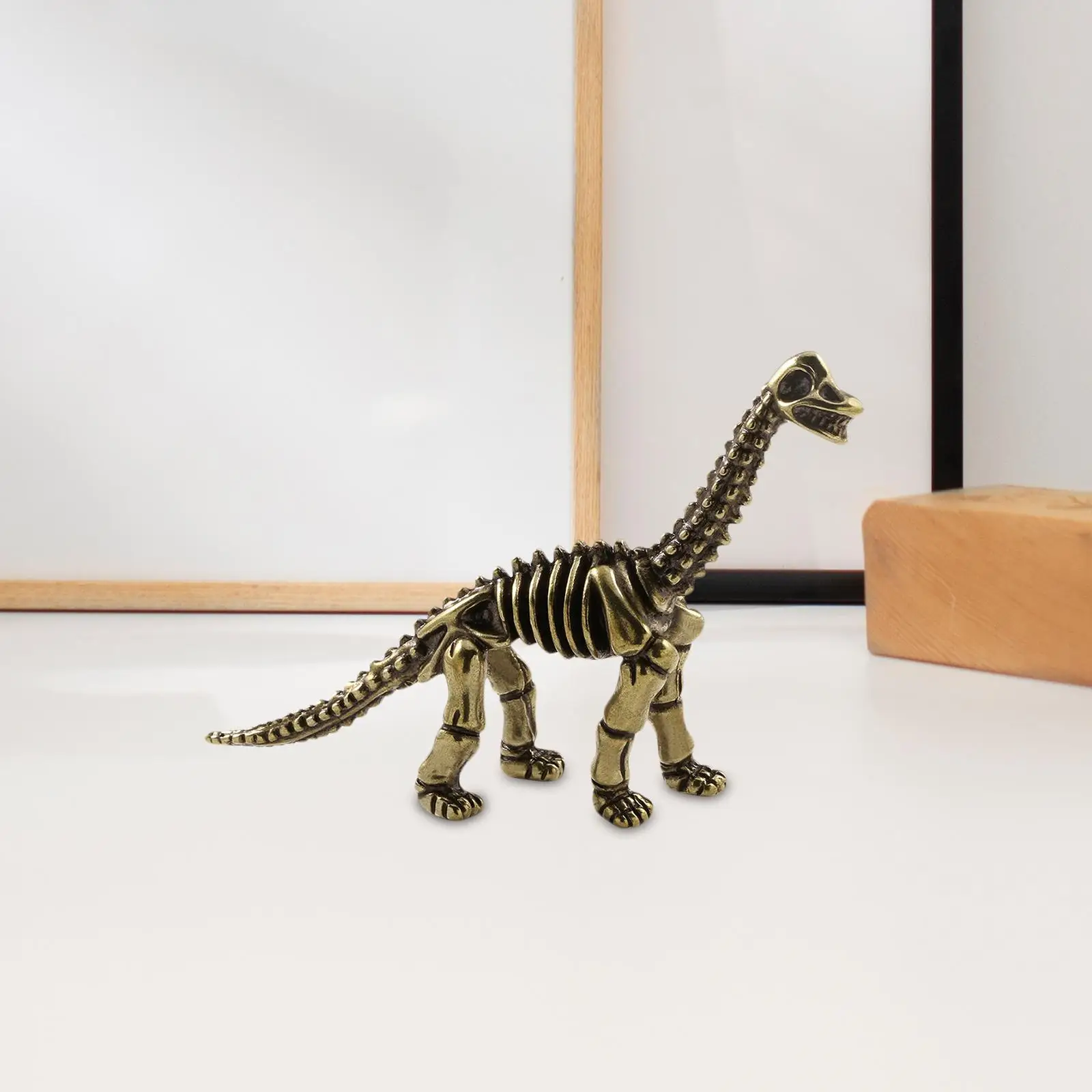 Estatua de dinosaurio de latón, Mini estatuilla de té para mascotas, artesanía de Brachiosaurus para dormitorio