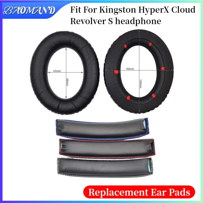 

Replacement Earpads Cushion For Kingston HyperX Cloud Revolver S Headphones Memory Sponge Sleeves Cover Case Repair Parts