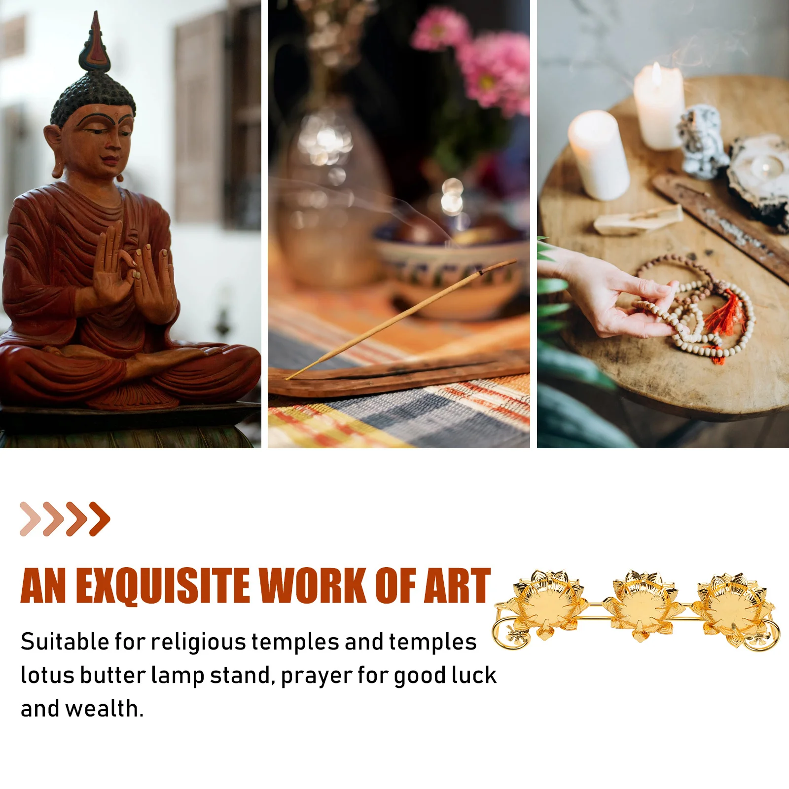 

1Pcs Lotus Stand Premium Metal Decorative Candlestick for Temple Home Buddhism Supply Relaxing Meditation Candleholder