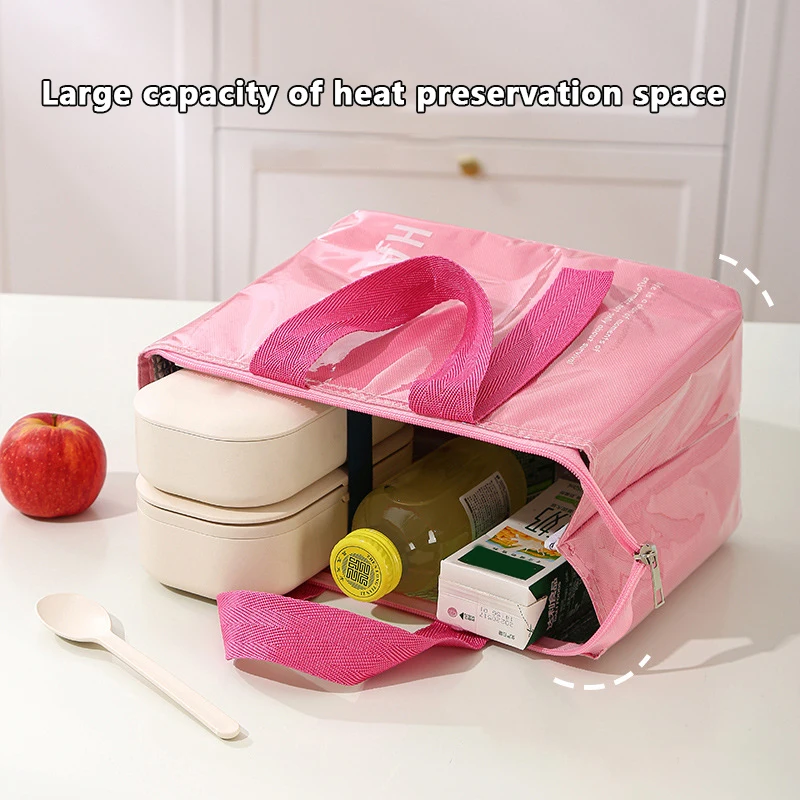 Bolsa de almuerzo aislada de PU impermeable, paquete de Bento de aislamiento de moda, papel de aluminio, bolsa de Picnic para acampar, bolso de almuerzo Bento