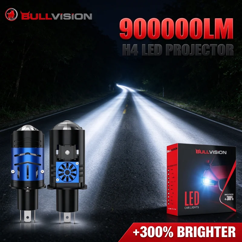 H4 LED Mini Projector High Low Beam H4 9003/HB2 Solenoid Turbo Fan Auto Headlamp Super Bright Lens 6000K  12V For Car/Motorcycle