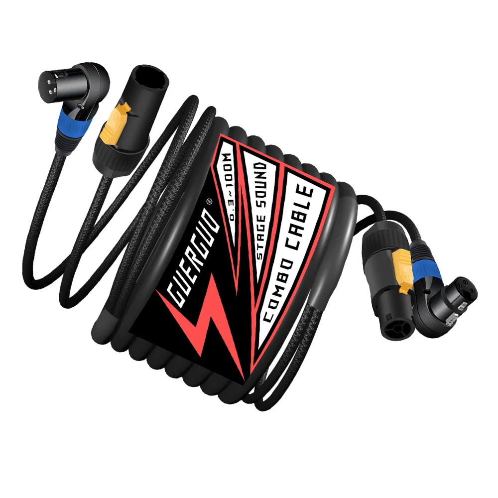 Powercon DMX Combo Connect Cable,3Pin XLR & Power con Compatible Combi Cable for Moving Heading Lighting