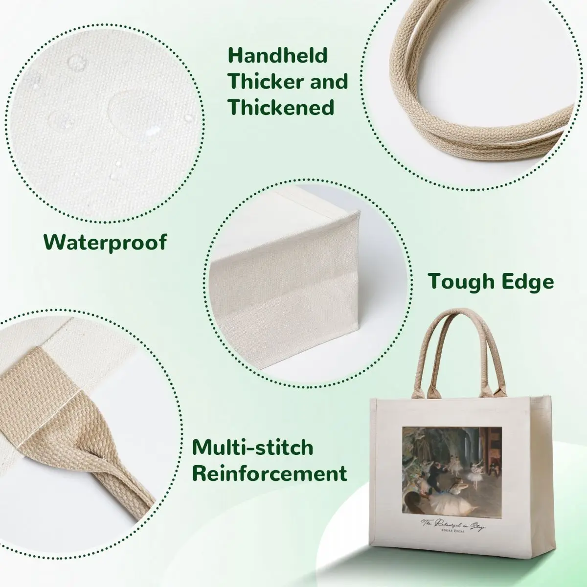 Dancers: The Rehearsal on Stage by Degas 1874 Tote Bag personalized tote supermarket folding bag Canvas bag for women