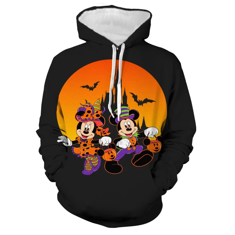 New Halloween Collection Hoodie Men\'s Fall Long Sleeve Disney Brand Stitches and Mickey Anime 3D Printed Casual Sweatshirt Y2K