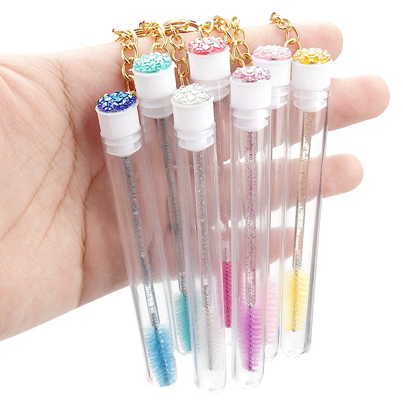 Eyelash Mascara Wands Empty Tube With Keychain Lash Spoolies Plastic Case Brush Holder