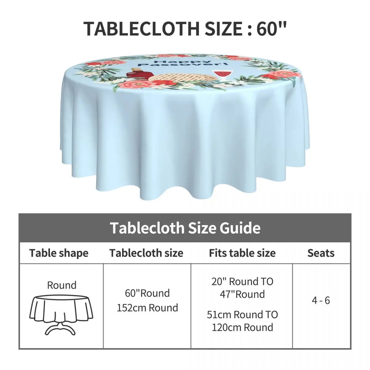 Tablecloth Jewish Passover Round Table Cloth Religious Holiday Table Cover Tablecloths Home Party Dining Room Table Decoration