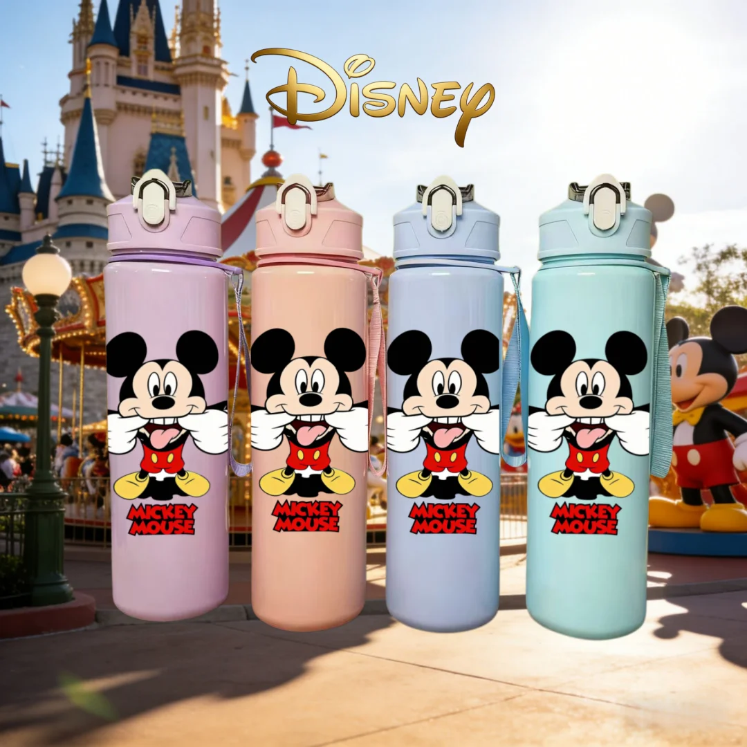

3D Printed Disney Mickey Mouse Water Bottle, New Push-Button Flip-Top Cap, Playful Mischievous Graphics, Original Design,Durable