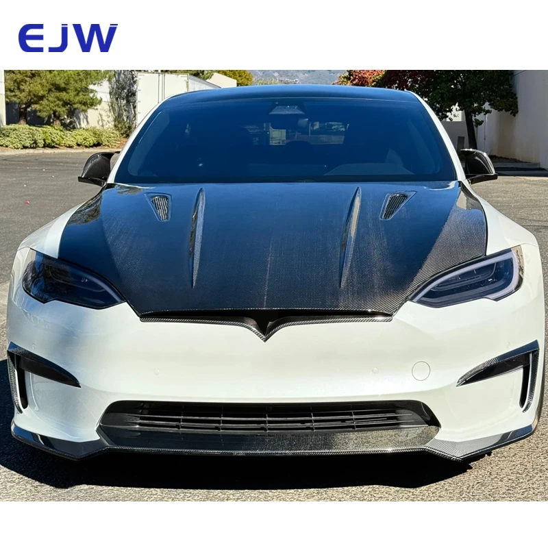 

2022+ для Tesla Model S, высококачественный капот двигателя из углеродного волокна, специально для Tesla с болтами в комплекте, новое состояние