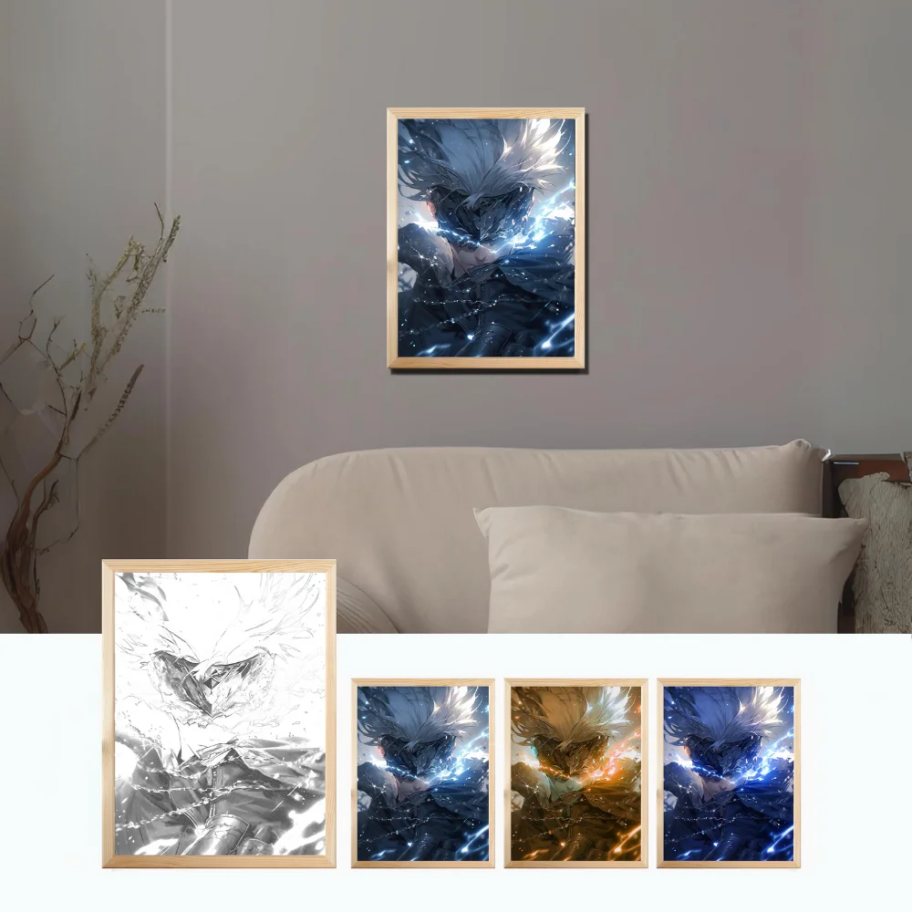 Anime Gojo LED Lighting Painting Lâmpada, Plug USB, Recarregável, De madeira, Lâmpada de mesa para artesanato, Presente de colegas e amigos, Novo