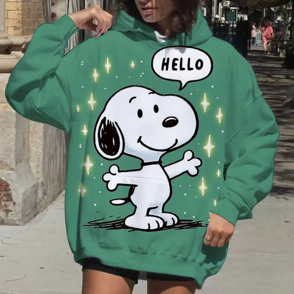 Autumn  and Winter Fashion Cute Snoopy Printed   Hoodie Y2K Retro Street Sweatshirt Hip Hop Hoodie