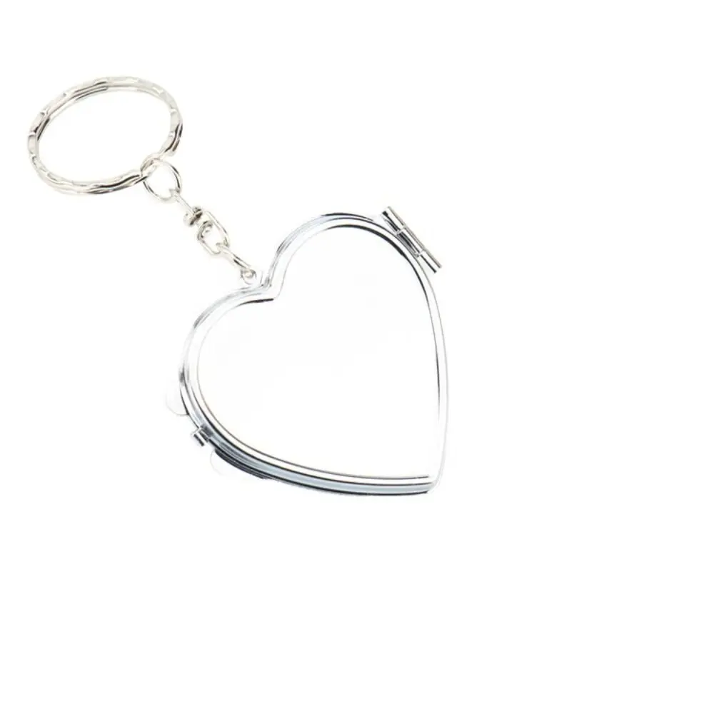 Matal Metal Make-up Mirror Portable Small Double Sided Key Pendant Clasp Foldable Small Round Mirror