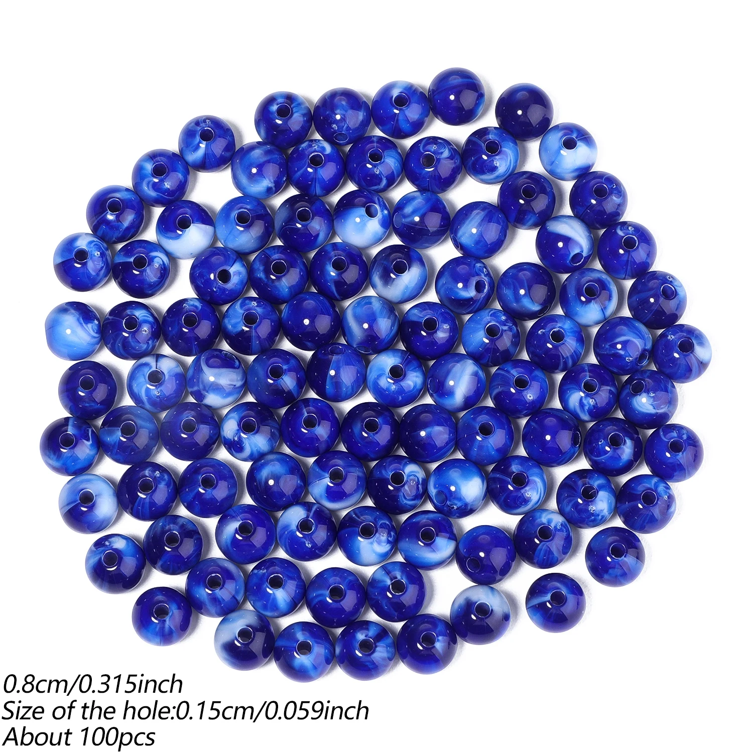 100 Stück 8mm Runde Acrylperlen Mehrfarbige Lose Abstandsperlen für DIY Ohrringe, Armbänder, Halsketten und Schmuckherstellung Zubehör – Detail 7