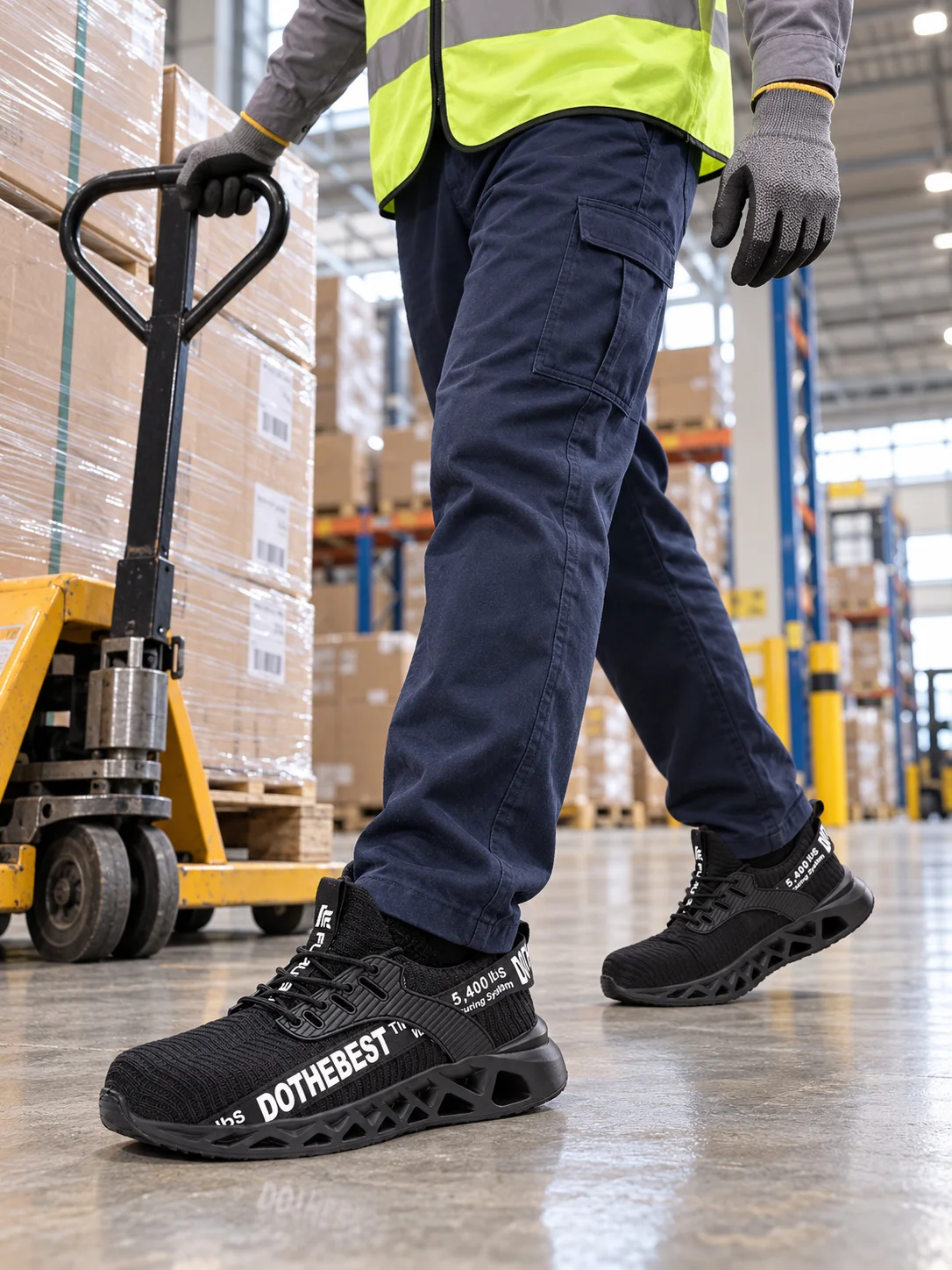 Herren-Sicherheitsschuhe mit Stahlkappe für Frühling und Herbst, leichte, durchstichsichere Arbeits-Sneaker mit Luftpolsterung für Bau und Lager