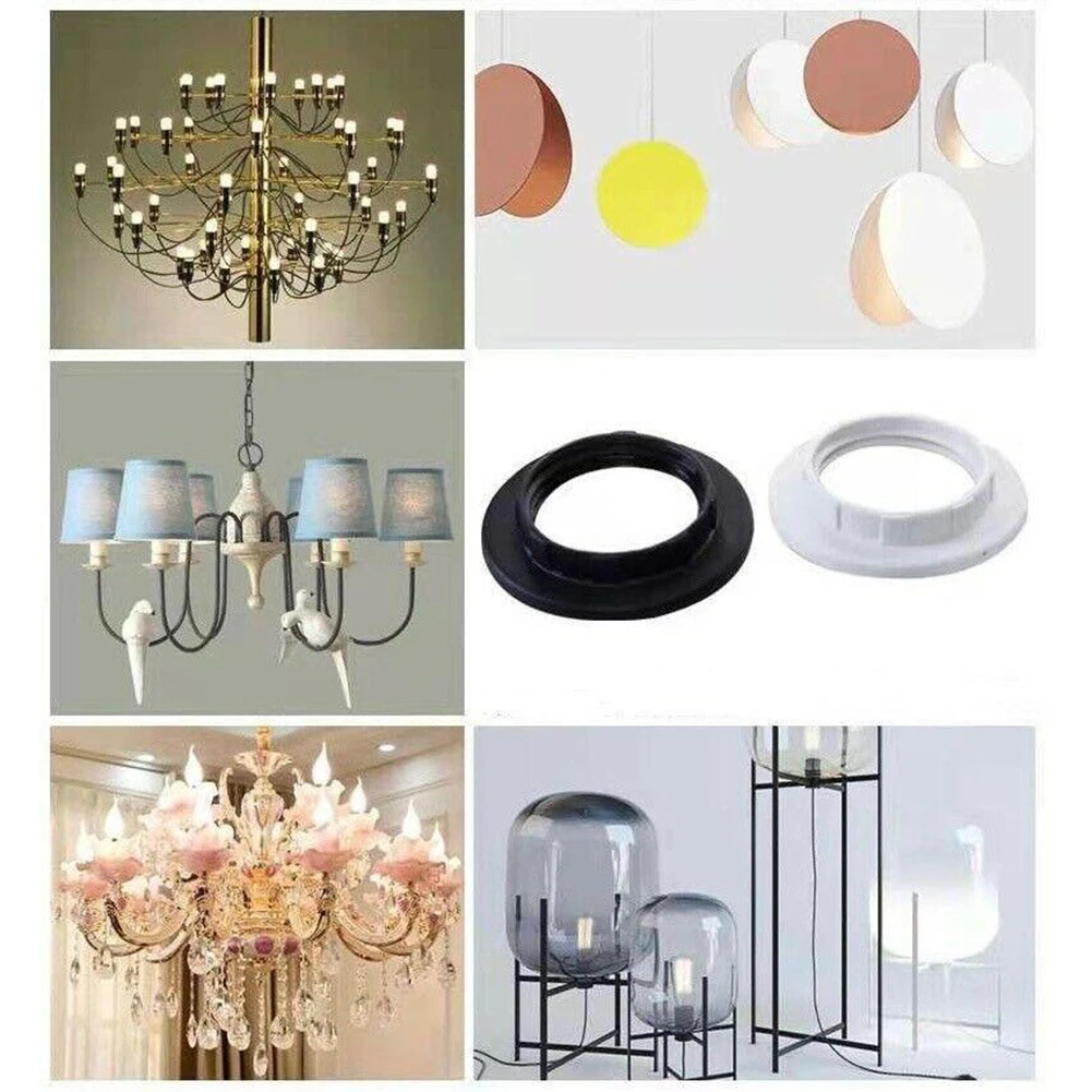 3Pcs Lampshade Collar Ring Thread E14 Plastic Lampshade Collar Ring Thread Lamp Light Shade Accesories Bulb Holder Adapter