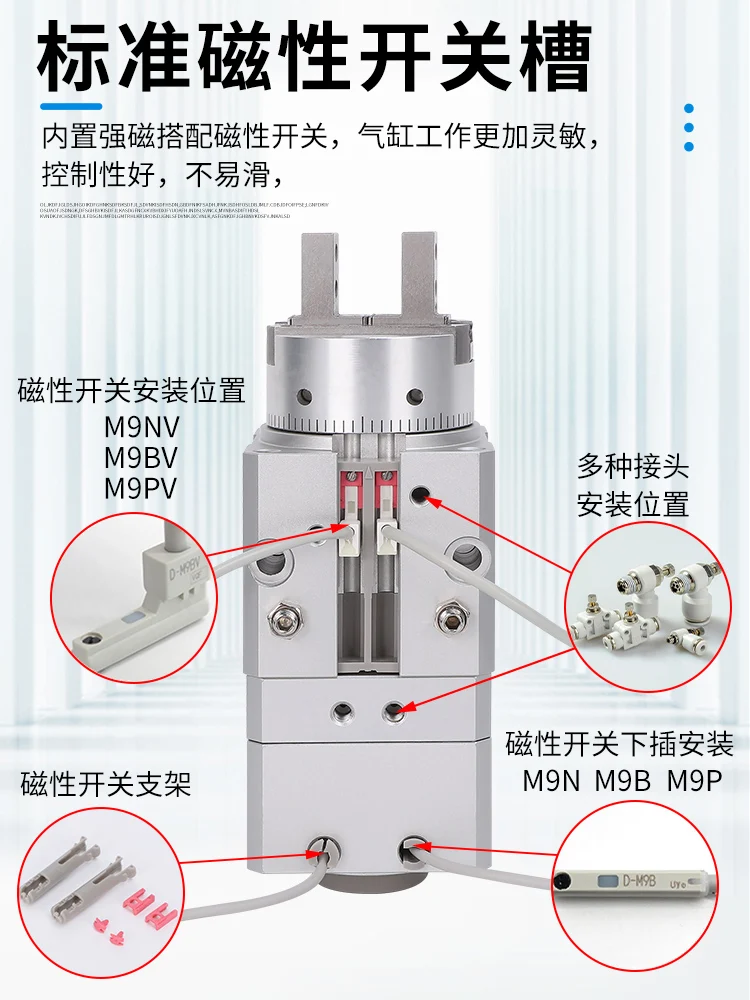 

2026 360 degree rotation clamps pneumatic finger cylinders SMC MRHQ16D/10D/20D/25D-90S-180S-N