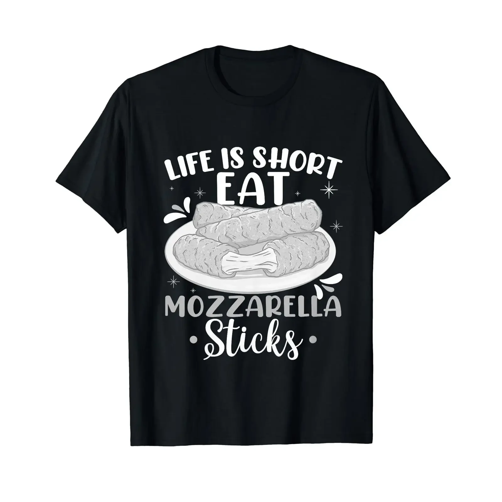 Mozzarella Sticks Funny Cheese Food Recipe T Shirt vintage Washed Breathable Slightly Versatile Stylish fashion Soft