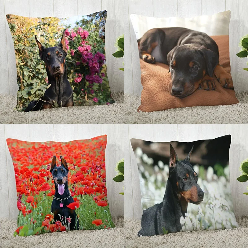 

Home Decor Doberman Pinscher In Scenic Settings Pillow Covers Pattern Cushion Cover Suitable For Sofa Bedroom Car Pillow Cover