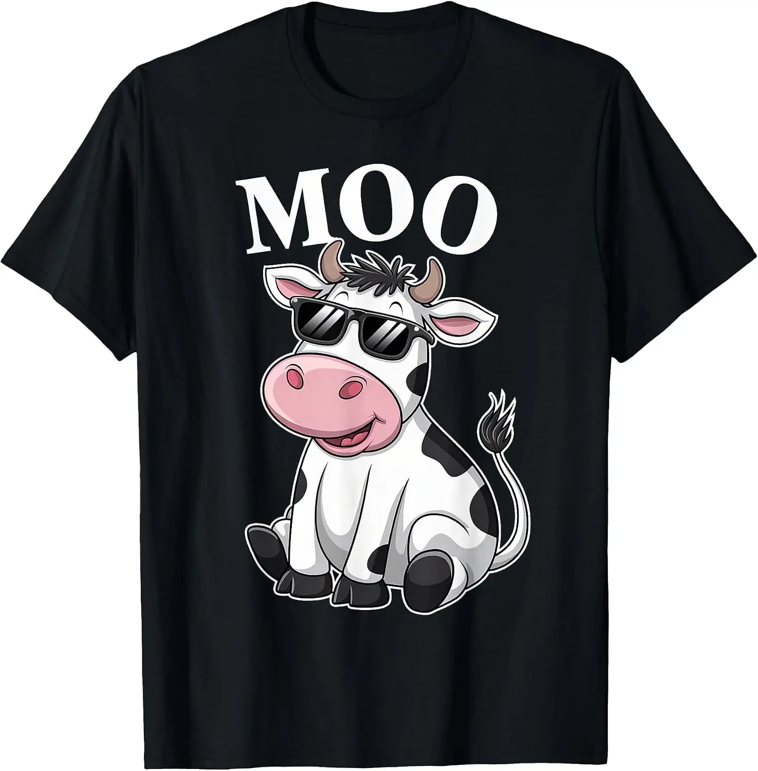 Moo - Funny Farmer Cow For Men Women Kids Boys And Girls T-Shirt Versatile, heavyweight pure cotton short-sleeve tee—trendy, thick fabric; a great gift for Christmas or Halloween.