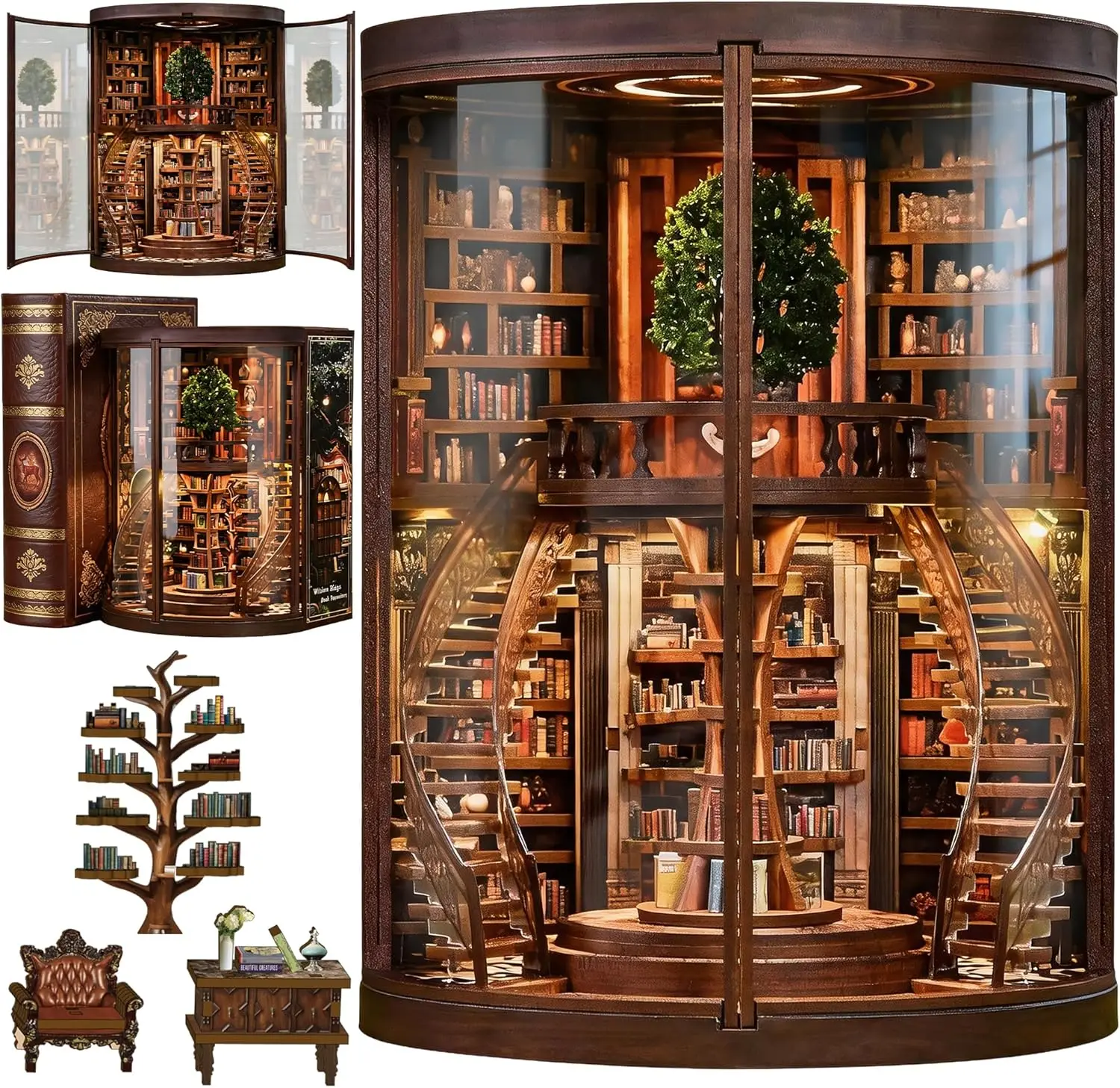 Book Nook Kit for Adults Booknook DIY Miniature Library Decor Fantasy 3D Puzzle