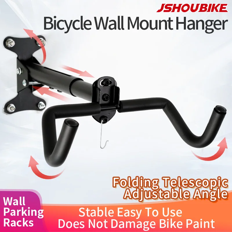 JSHOU BIKE Adjustable Bicycle Wall Mount Hanger - Horizontal Bicycle Indoor Storage Rack Road/Mountain/Hybrid Bikes Garage Home