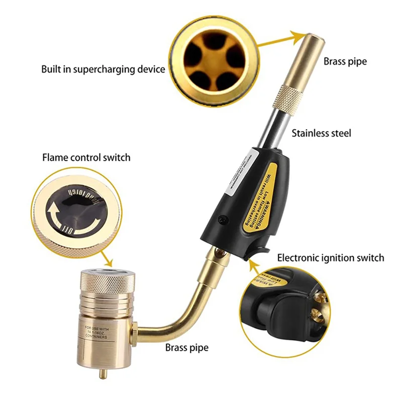

ABKS-3X Turbo Torch Tips Gas Self Ignition Turbo Torch Regulator Brazing Soldering Welding Plumbing Tool Home Accessory