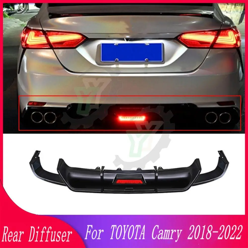 Car Rear Bumper Diffuser Spoiler with Indicator Light Posterior Lip Body Kit For TOYOTA Camry 8th Sport SE XSE 2018 2019-2022