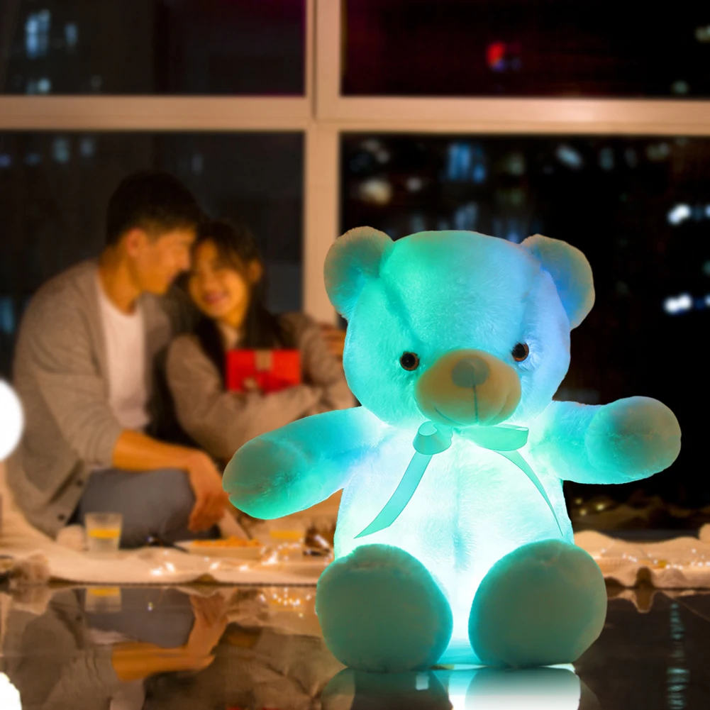 30cm Light Up Teddy Bear Creative Gift Luminous Plush Toy Stuffed Animal for Valentine Christmas Birthday