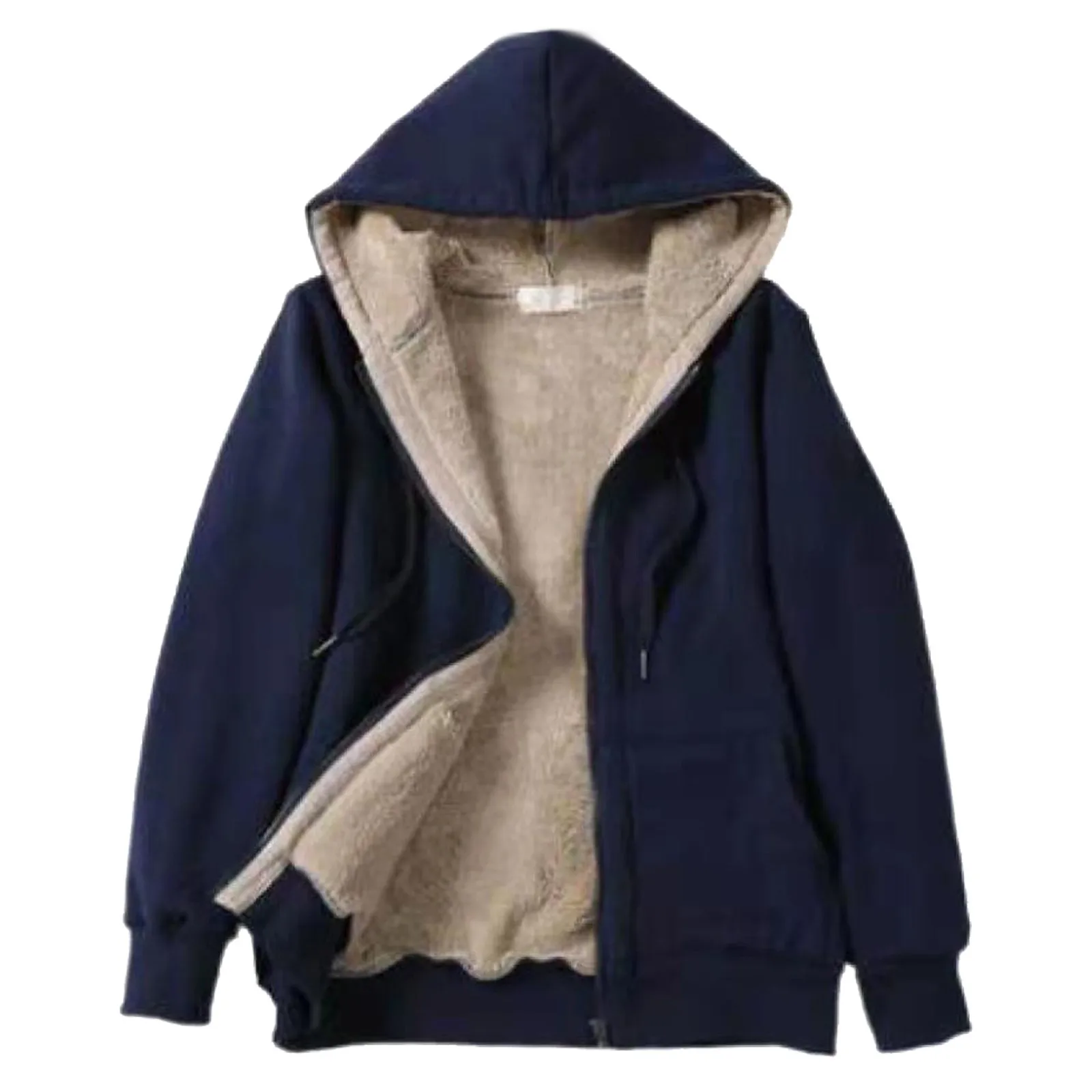 Winter Women Hooded Plush Coat Fleece Hoodies M-4xl Zipper Sweatshirt Long Sleeve Sweater Fleece Casual Warm Jacket Tops