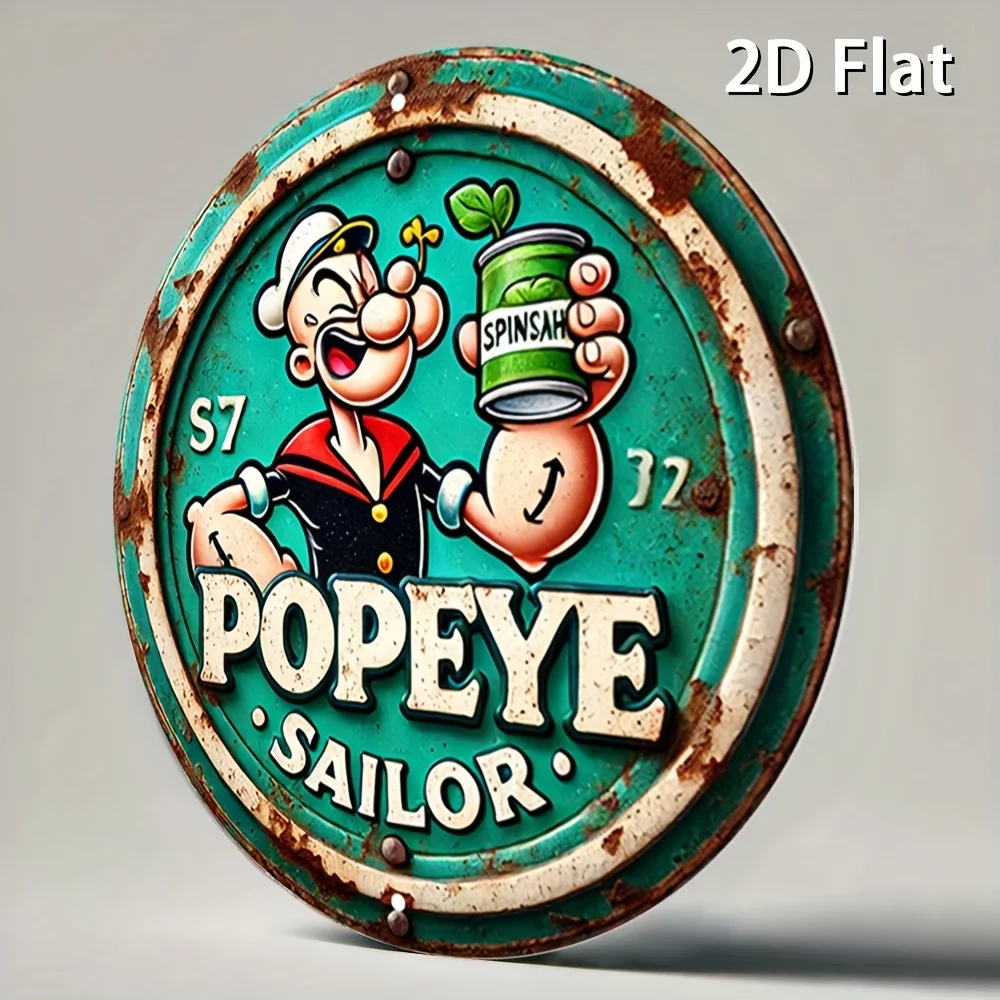 لافتة ألومنيوم مستديرة عتيقة ثنائية الأبعاد، لافتة ألومنيوم معدنية متينة، لافتة ألومنيوم دائرية مقاس 20 × 20 سم - مناسبة للمنزل #2