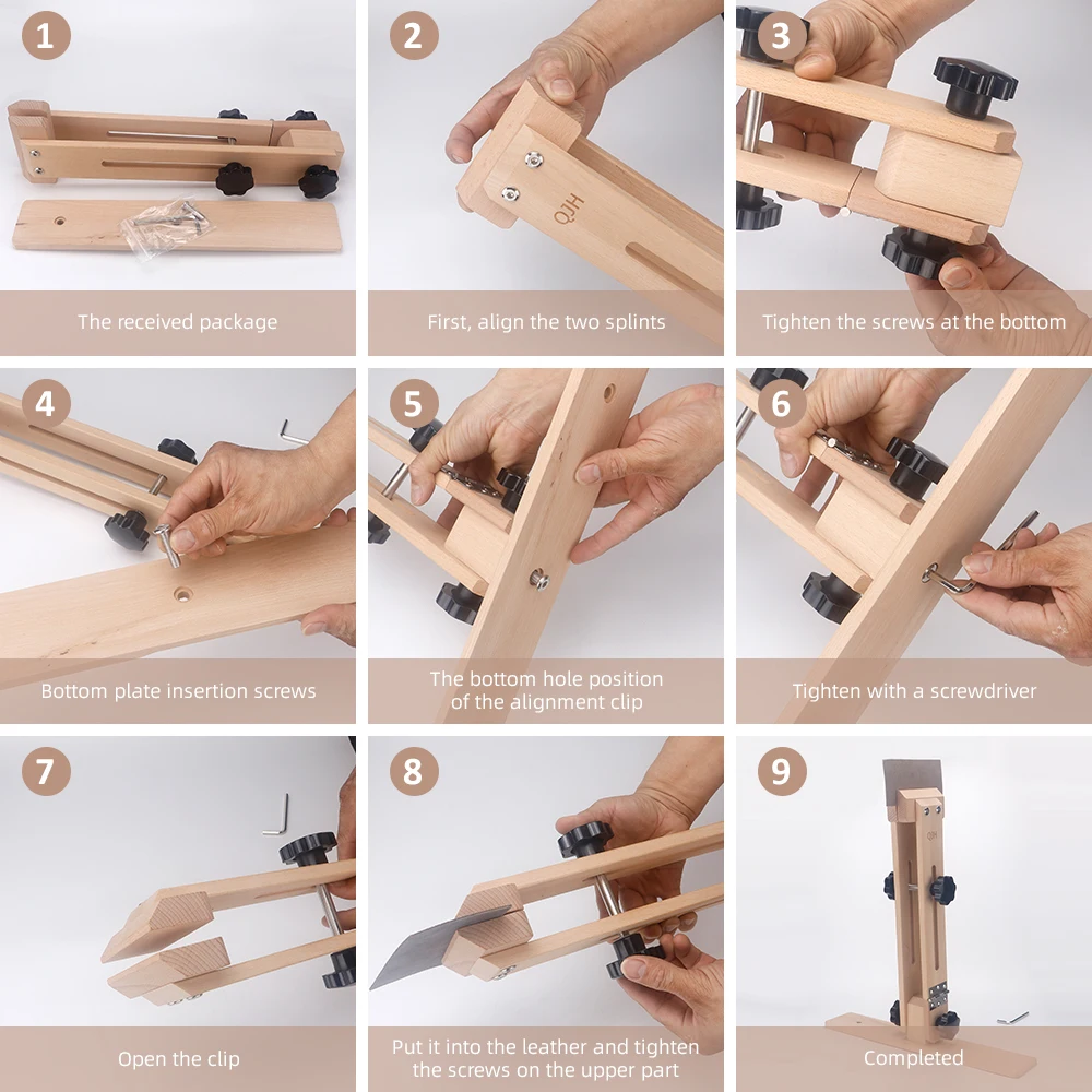 QJH Leather Stitching Pony Hand Stitching Horse Table Desktop DIY Sewing Clamp Craft Working Tools  180° Adjustable Beech Wood