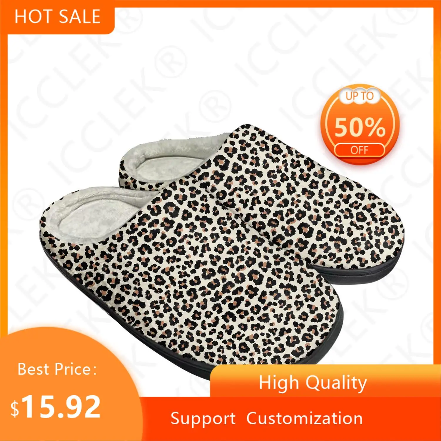 Fashion Leopard Print Home Cotton Custom Slippers Mens Womens Sandals Tide Printed Causal Plush Bedroom Shoes Thermal Slipper