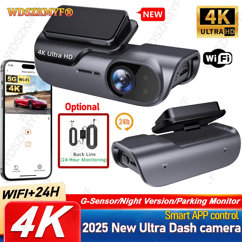 

UHD 4K Mini Dashcam WIFI Auto Dash Cam Night Vision Front Camera DVR 24H Parking Monitor Black Box For Car Car accessories