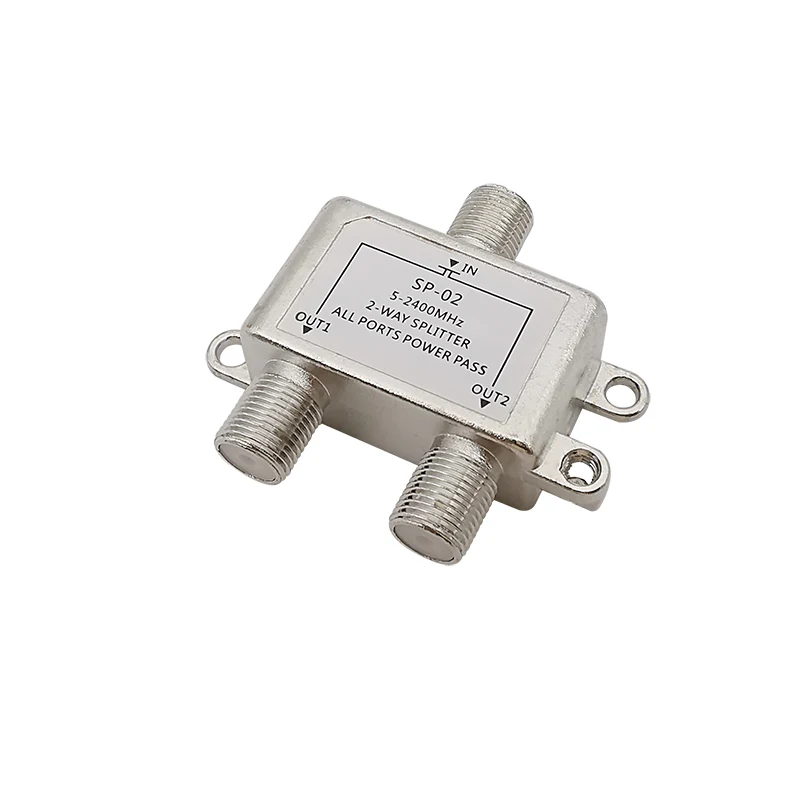 1Pcs F-type Female to 2x F-type Female Connector 2 Way TV Satellite Coaxial Cable Splitter 5-2400MHz 1 In to 2 Out Distributor